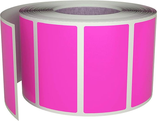 Royal Green Rectangular Color Coding Sticker Roll - Write On Labels for Folders and Organizing, 1.57" x 0.75" Stickers to Write On Name Tags for Office Supplies & Organization, 500-Pack (Neon Pink)