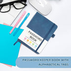 MOSA BEAR Password Keeper Book with Alphabetical Tabs，4.3"x5.7" Small Password Books for Seniors Password Notebook for Internet Website Address Log in Detail（Dark Blue） [unknown_binding]