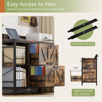 AesthLife 44" File Cabinet for Home Office, Wood Filing Credenza with Built-In Power Outlet, 2 Drawer File Cabinet with Lock, 4 Open Shelves, Metal Shelf, Adjustable Drawer fit to Legal/Letter/A4 Size