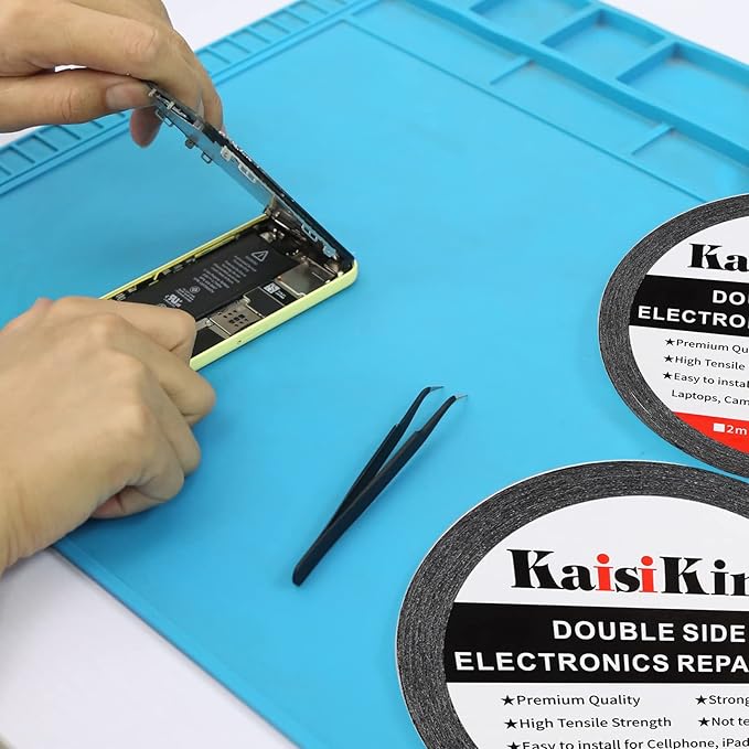 Kaisiking 10mm x 50M LCD Repair Tape for Phone Screen, Adhesive Tape with 1 Tweezers for Cell Phone, iPad, Tablets, Laptops, Camera