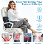 SweetSlubr Large Lumbar Support Pillow for Office Chair, Car Seats and Home Desks, Ergonomic Back Support with Double Adjustable Straps, Machine Washable Cover, Grey