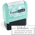ExcelMark Address Stamp - Custom Return Address Stamp with Elegant Designs, Vibrant Colors & Patterns – Perfect for Mail, Invitations & Gifts (Seafoam Mount, Signature Frame)