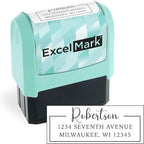 ExcelMark Address Stamp - Custom Return Address Stamp with Elegant Designs, Vibrant Colors & Patterns – Perfect for Mail, Invitations & Gifts (Seafoam Mount, Signature Frame)