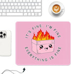Auhoahsil Mouse Pad, 12 x 10 in Dumpster on Fire Computer Mouse Pad for Desk, Premium-Textured Non-Slip Rubber Stitched Edges Waterproof Square Mouse Mat for Gaming Work Wireless Mice, It's Fine
