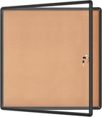 Mifuro 38"x38" Enclosed Bulletin Board, Lockable Weather-Resistant Aluminum Cork Noticeboard for School & Office, Black Frame w/Cork