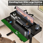 Kingant 63 x 30 Inch Electric Standing Desk with Dual Drawers, Adjustable Height Computer Desk for Home Office, Large Workstation Sit Stand Up Desk with Built-in Storage Shelf, Black