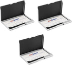 Stephanie Imports Set of 3 Slim & Minimalist Metal Business Card Holder Unisex Case (Silver Dual Band)
