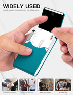 Padike Professional Business Card Holder PU Leather Business Card Case Name Card Holder Slim Metal Pocket Card Holder with Magnetic Shut (Y-Blue green)