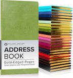 Gallery Leather Small Address Book with Alphabetical Tabs up to 403 Records, Leather Notebook Hardcover, Telephone and Address Books - 6 x 3.25 ", Acadia Lime