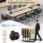 Conference Table,55.1''Folding Conference Room Table for 4-12 People,Mobile Flip Top MeetingTraining Table with Different Coulor and Styles for Offices, Classrooms,Meeting Room (12, 61''G)