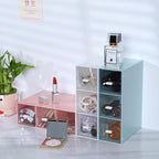 OSteed Desktop Drawers, Desk Organizer with 9 Drawers, Stackable Plastic Storage Box for Home Collection, Cosmetics, Jewelry, Office Supplies (3 Tiers, Mixed Colors)