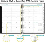 2026 Planner - Planner 2026 from January 2026 - December 2026, Weekly & Monthly Planner Spiral Bound with 12 Monthly Tabs, Inner Pocket, 6.4" x 8.5", Black-E