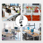 Heavy Duty Sneeze Guard Clamp For 0.1" to 1" Thick Panel,Desk Partition Support Clamps,Adjustable Aluminum Desktop Divider Holder,Easy to Install Desk Privacy Panel Clips, 4 Pack,Silver