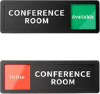 Conference Room Office Door Sign Do Not Disturb,Versatile In-Use/Available Slider Sign for Business Home, Meeting Vacant Occupied Privacy Room Sign,Frosted Black 8" x 2.6"