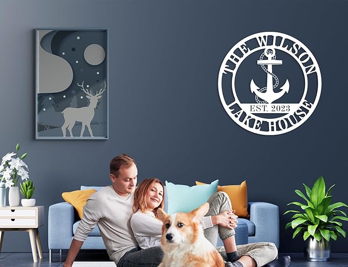 Personalized Lake House Decor, Custom Nautical Wall Decor, Nautical Decor for Home, Outdoor Metal Lake House Signs