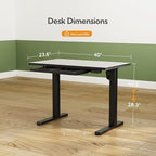 INNOVAR Glass Standing Desk with Drawers, 40 x 24 Inches Electric Height Adjustable Desk, Tempered Glass Top Stand Up Desks for Home and Office, Black