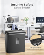 Locksworth 8-Sheet Micro Cut Paper Shredder P-4 High Security for Home Office Use with Handle, Shreds Credit Card/Staple 4 Gallons(Black) Visual Window Wastebasket
