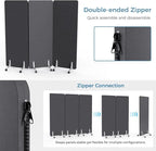 MORDEER 70.8" W x 63" H Freestanding Partition Room Dividers, Acoustic Panels with Wheels, 3 Soundproof Privacy Panels for Office, Reception Room, School, Hospital, Dark Grey
