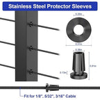 BLIKA Upgraded 100 Pack Stainless Steel Black Protector Sleeves for 1/8" 5/32" or 3/16" Deck Cable Railing, for Metal Posts, T316 Marine Grade, Cable Railing Protector Sleeves, Cable Railing Post Kits