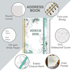 Address Book with Alphabetical Tabs - A5 Telephone & Address Book with Address Contacts, Special Date, Phone, Birthday & Internet Login Password for Home and Office, 6.2" x 8.5", Teal Flowers