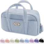Sooez Large Pencil Case Pouch, Extra Big Pencil Bag with 5 Compartments, Pen Bag Wide Opening, Soft Corduroy Pencil Pouch Organizer with Zipper, Cute Aesthetic School Supplies for Teen Girls-Blue