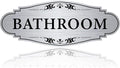 Bathroom Sign Sticker for Business and Home，Self-adhesive Brushed Silver Cute Bathroom Decor for Door，Waterproof Vinyl Restroom Sign for Home，Office，Shop（Silver）
