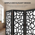 VINGLI 70'' H Room Divider, Non-Woven Fabric Privacy Screen, Indoor Partition Wall Dividers, Freestanding Hinged Space Separator with Modern Unique Pattern (Black, 6 Panel)