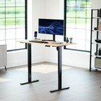VIVO Electric 55 x 28 in Standing Desk, Memory Height Adjustment, 1B Series, Holds 220 lbs, One-Piece Light Wood Top, Black Frame, DESK-KIT-1B55C