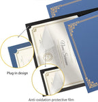 30 Pcs Certificate Holders 8.5 x 11 Additional 30 Pcs Plastic Film, Diploma Covers Gold Foil Border Certificate Holder for Letter Size 8.5x11 Cardstock,Certificates,Document Papers (Black, 30 Sets)