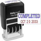 MaxMark Self-Inking Rubber Date Office Stamp with Completed Phrase Blue Ink & Date RED Ink (Max Dater II), 12-Year Band