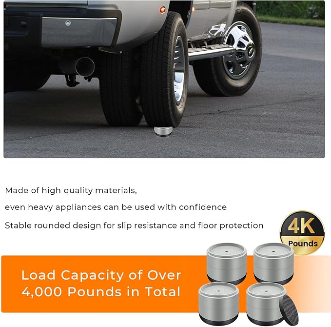Furniture Risers Bed Risers Heavy Duty 1 inch, 2 inch, 3 inch, 4 inch Round Adjustable Bed Lifts Riser for Desk Legs Table Couch Sofa Chair Refrigerator Washing Machine (1+1 Inch, Gray, 4 Pack )