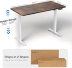 VIVO Electric 55 x 28 in Standing Desk, Memory Height Adjustment, 1B Series, Holds 220 lbs, One-Piece Rustic Vintage Brown Top, White Frame, DESK-KIT-1W55N