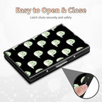 BWEGRHE Slim Credit Card Holder, Cute Dinosaurs RFID Blocking Metal Wallet for Men & Women, Aluminum Minimalist Hard Case Pocket-Sized Business Cards Organizer (Fits Up to 10 Cards)