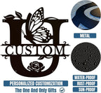 Personalized Custom Letter Name metal Signs,Custom Black Letter Monogram Wall Art Decor,Metal Signs Plaques Outdoor wall Decorative Signage (U)