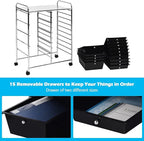 DORTALA 15-Drawer Rolling Storage Cart with Drawers, Rolling Utility Cart w/Removable Drawers & Universal Wheels, Tools Scrapbook Paper Organizer for School, Office, Home, Classroom (Black)