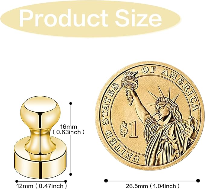 LOVIMAG Fridge Magnets 20Pcs Refrigerator Whiteboard Small Strong Magnet Classroom Kitchen Accessories Decorative Locker Set Decor Must Haves Office Calendar Refrigerador Magnetic Cute Crafts Gold