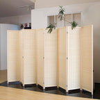 Loomveil 8 Panel Room Divider Folding Privacy Screen,67 inch Bamboo Panel Divider for Home Partition,Beige