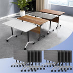 Conference Table Flip Top Mobile Conference Room Tables,Folding Conference Table with Wheels,Large Meeting Training Seminar Table Saving Space for Office Classroom(10C,70.8'')