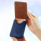 Outus 2 Pieces Business Card Holder, PU Leather Business Card Case Pocket Wallet with Magnetic Shut for Valentines Gift Men Women(Blue,Classic)