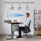Klicelor 55 Inch Electric Standing Desk with Drawers and Keyboard Tray, Height Adjustable Desks for Home Office, Sit Stand Up Computer Workstation with Two Pieces, Rustic Brown