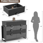 LGHM Fluted Dresser for Bedroom with 8 Drawers, Modern 8 Drawers Dressers with Semi-Cylindrical, Chest of Drawers Closet Organizers and Storage Clothes, 43" Tall Dresser with Bold Steel Frame, Black