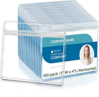 4x3 Inch Horizontal Badge Holder, Clear Plastic ID Card Protector with Waterproof Resealable Zip Type, Badge Sleeve Fits Name Tag Holder/RFID/Proximity/Credit Card (100PCS)