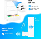 Greenvelly 4 Drawer File Cabinet, Metal Filing Cabinet with Lock, White Lateral File Cabinet for Home Office, Locking File Cabinet for Letter/Legal/F4/A4 Size Hanging Files, Easy Assembly