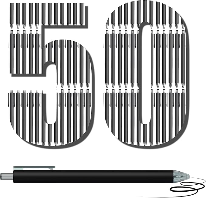 deegtran Pens Bulk, 50 Pack Smooth Black Ink Ballpoint Pen, Wholesale Retractable Pens, No Bleed Click Pen Medium Point, 1.0MM