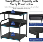 Fannova Printer Stand, 23.6 x18.9 x 30 Inches Large Printer Table with Adjustable Storage Shelf, 3 Tier Rolling Printer Cart with Wheels for Home Office, Stand for Heat Press Mini Fridge, Black
