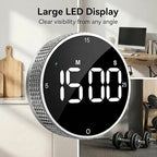 Rechargeable Magnetic Kitchen Timer,LED Countdown/Up Timer, Supports USB-C Charging,with Loud Alarm,3 Preset Quick Times(5/15/25m),Perfect for Kitchen Cooking, Studying, and Fitness (Silver)