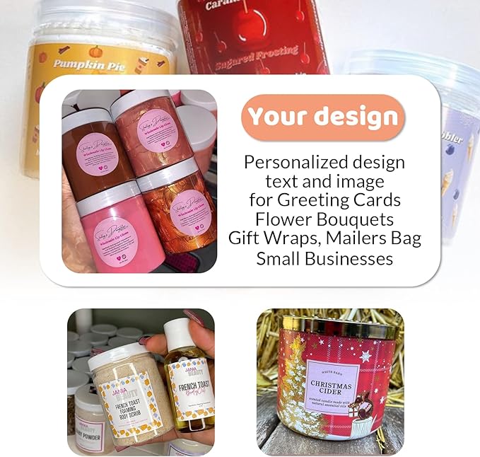 100-500 Custom Stickers Personalized Labels, Customized Stickers with Any Image Logo and Text. Custom Stickers for Business LogoThank You Labels,etc. (Heart, 1 Inch)