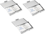 Stephanie Imports Set of 3 Slim & Minimalist Metal Business Card Holder Unisex Case (Silver Large Oval)
