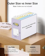 Oterri Cardboard File Organizer Box for Hanging File Folders Letter Size,File Box for Computer Desk,File Cabinet,Working Home,Office,Classroom(Purple, Letter Size - 2 Packs)