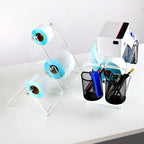 (Acrylic Label Machine Stand) Label Roll Holder for Rolls and Fanfold Labels,Acrylic Label Holder for Thermal Printer,Desktop Label Printer Holder for Home,Office,Study,Small Business